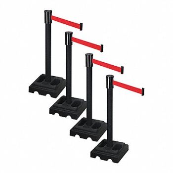 RETRACTA-BELT Barrier Systems Post Black 15 ft Belt, 52YE06