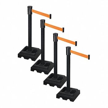 RETRACTA-BELT Barrier Systems Post Black 15 ft Belt, 52YE07