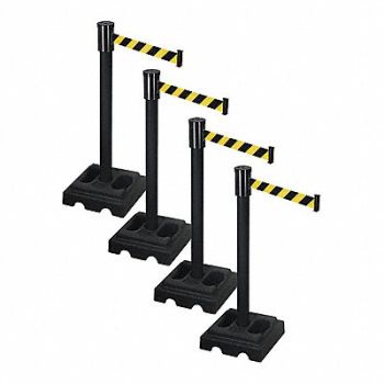RETRACTA-BELT Barrier Systems Post Black 15 ft Belt, 52YE09