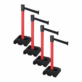 RETRACTA-BELT Barrier Systems Post Red 15 ft Belt, 52YE16