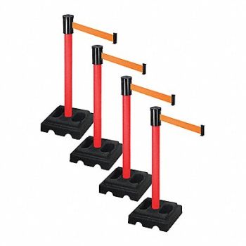 RETRACTA-BELT Barrier Systems Post Red 15 ft Belt, 52YE18