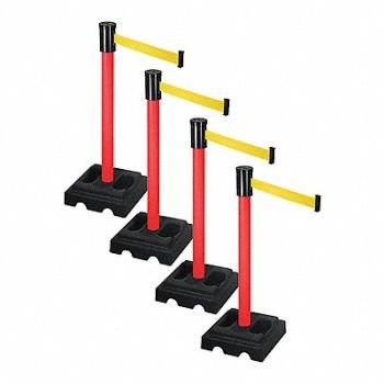 RETRACTA-BELT Barrier Systems Post Red 15 ft Belt, 52YE19