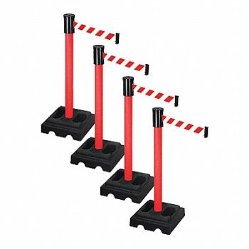RETRACTA-BELT Barrier Systems Post Red 15 ft Belt, 52YE21