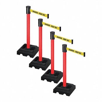 RETRACTA-BELT Barrier Systems Post Red 15 ft Belt, 52YE23