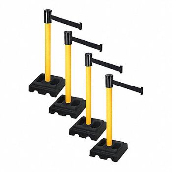 RETRACTA-BELT Barrier Systems Post Yellow 15 ft Belt, 52YE27