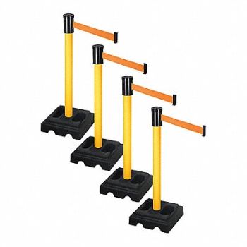 RETRACTA-BELT Barrier Systems Post Yellow 15 ft Belt, 52YE29
