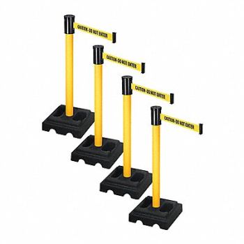 RETRACTA-BELT Barrier Systems Post Yellow 15 ft Belt, 52YE33
