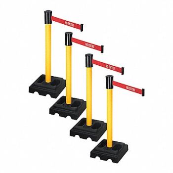 RETRACTA-BELT Barrier Systems Post Yellow 15 ft Belt, 52YE35