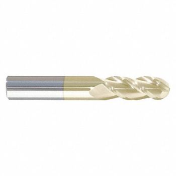 GRAINGER APPROVED Ball End Mill Single End 1 Carbide, 52ZU96