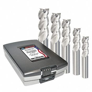 GRAINGER APPROVED End Mill Set 5 pc Corner Radius Carbide, 52ZU91