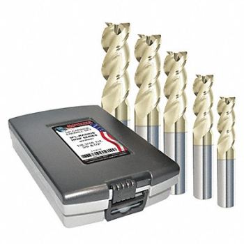 GRAINGER APPROVED End Mill Set 5 pc Corner Radius Carbide, 52ZU92