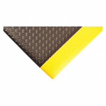 GRAINGER APPROVED Antifatigue Mat Black YllwBrdr 2ft.x3ft., 39R797