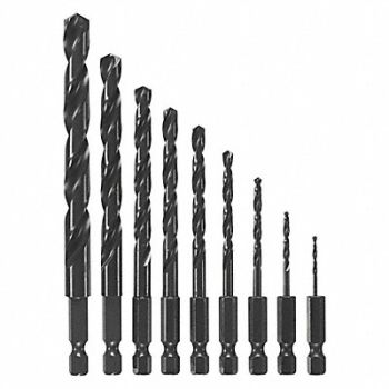BOSCH Hex Shank Drill Set 9pc HSS, 53DM19