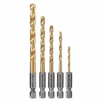 BOSCH Hex Shank Drill Set 5pc Carbon Steel, 53DM64