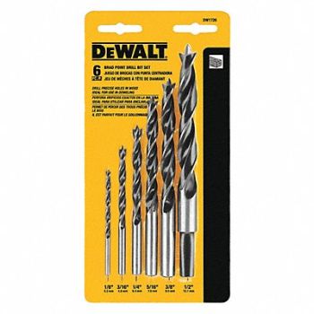 DEWALT Brad Point Bit Set 1/8 to 1/2 6 pc., 53DR77