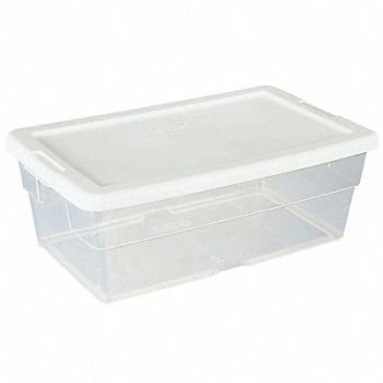 STERILITE Storage Tote Clear/White Polypropylene, 53GN16