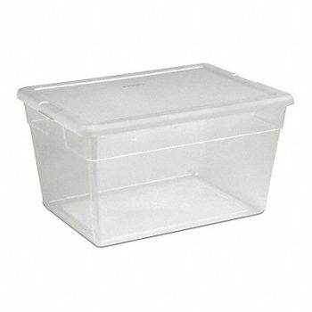 STERILITE Storage Tote Clear/White Polypropylene, 53GN18