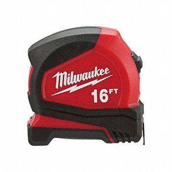 MILWAUKEE Tape Measure SAE Blade 16 ft L, 53KA30