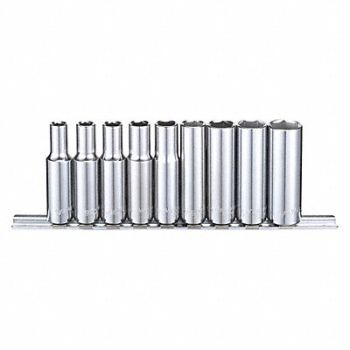 WESTWARD Socket Set Chrome 1/4in to 5/8in 6 Point, 53PN39