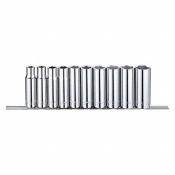 WESTWARD Socket Set Chrome 6Pt, 53PN59