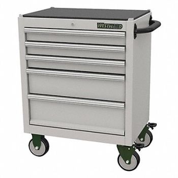 WESTWARD Rolling Tool Cabinet Silver Light Duty, 53RH49