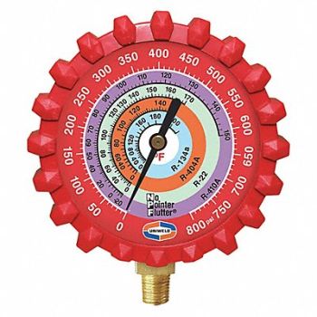 UNIWELD Refrigerant Gauge Red 3-1/4 L 800 psi, 53RJ56