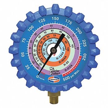 UNIWELD Refrigerant Gauge Blue 3-1/4 L 500 psi, 53RJ57