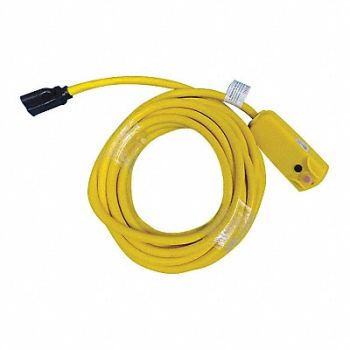 POWER FIRST Plug-In GFCI w/Cord 25ft 15A Yel 125V, 53TY64