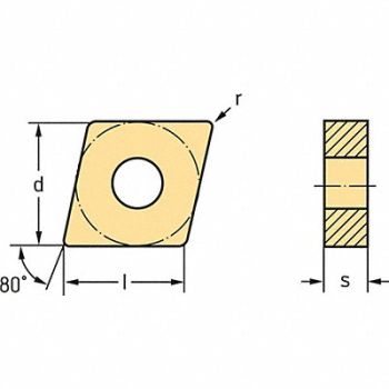 WALTER VALENITE Diamond Turning Insert CNMG Carbide, 53UU74