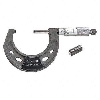 STARRETT Outside Micrometer 25-50mm Range Ratchet, 53VC86