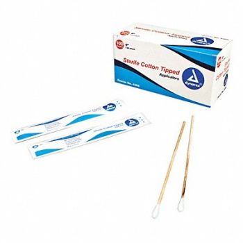 DYNAREX Cotton Tip Swab Sterile 6 L PK100, 53VL61