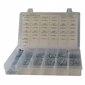 GRAINGER APPROVED Tapping Screw Assortment std. 535 pcs., 53WR30