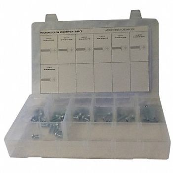 GRAINGER APPROVED Machine Screw Assortment std. 88 pcs., 53WR31