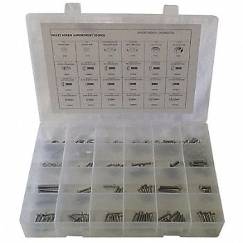 GRAINGER APPROVED Fastener Assort Phillips 252pcs Steel, 53WR34