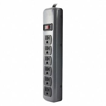 POWER FIRST Outlet Strip 6 Outlet 15A 12 L Gry, 53XH87
