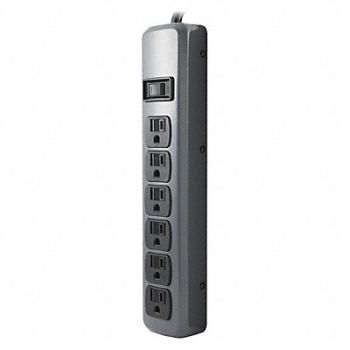 POWER FIRST Outlet Strip 6 Outlet 15A 12 L Gry, 53XH90