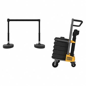 BANNER STAKES PLUS Cart Pkg Blank Black Banner, 53XV74