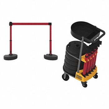 BANNER STAKES PLUS Cart Pkg w/Tray Blank Red Banner, 53XV76