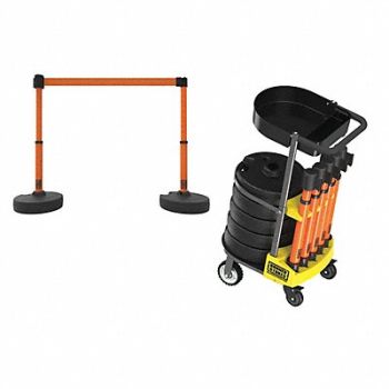 BANNER STAKES PLUS Cart Pkg w/Tray Blank Orange Bannr, 53XV77