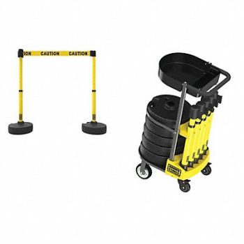 BANNER STAKES PLUS Cart Pkg w/Tray Dbl-Sided Caution, 53XV98