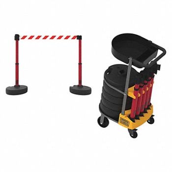 BANNER STAKES PLUS Cart Pkg w/Tray Rd/Wh Dgnl Strp Bnr, 53XV93