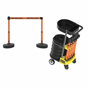 BANNER STAKES PLUS Cart Pkg w/Tray Keep Area Clear, 53XV94