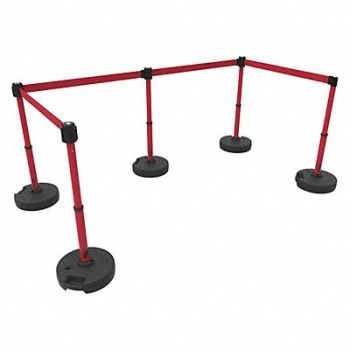 BANNER STAKES PLUS Barrier Set X5 Blank Red Banner, 53XW40
