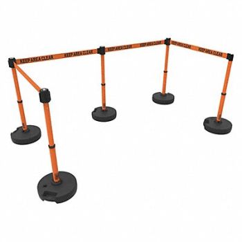 BANNER STAKES PLUS Barrier Set X5 Keep Area Clear Orng, 53XW41