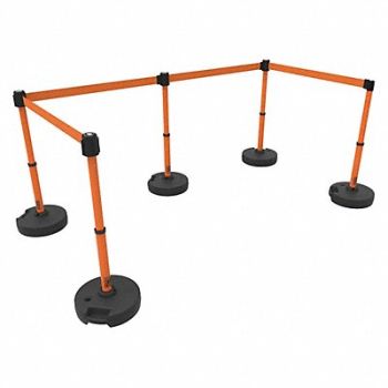 BANNER STAKES PLUS Barrier Set X5 Blank Orange Banner, 53XW44