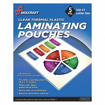ABILITY ONE Laminating Pouches Letter Type PK100, 53YH95