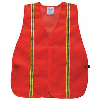 CONDOR J6025 Back Stp Vest Unrated Orange/Red Univ, 53YL96