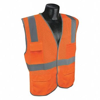 CONDOR J6026 High Visibility Vest Orange/Red S/M, 53YM16