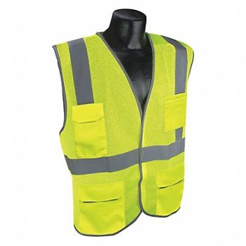 CONDOR J6035 High Visibility Vest Yllw/Green 4XL/5XL, 53YN36