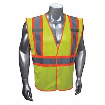 CONDOR J6037 High Visibility Vest Yllw/Green 4XL/5XL, 53YN52